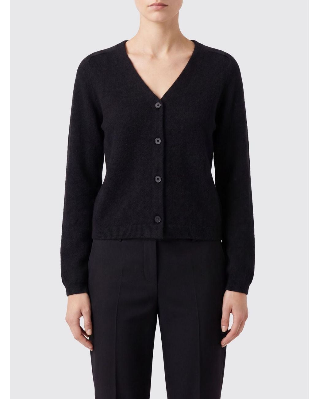Max Mara Blue Slim Fit Virgin Wool V-Neck Cardigan With Dropped Shoulders