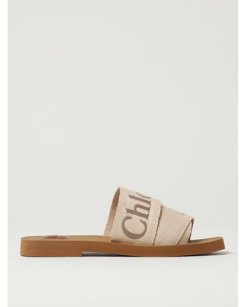 Chloé White ChloÉ Woody Canvas Slippers With Embroidered Logo