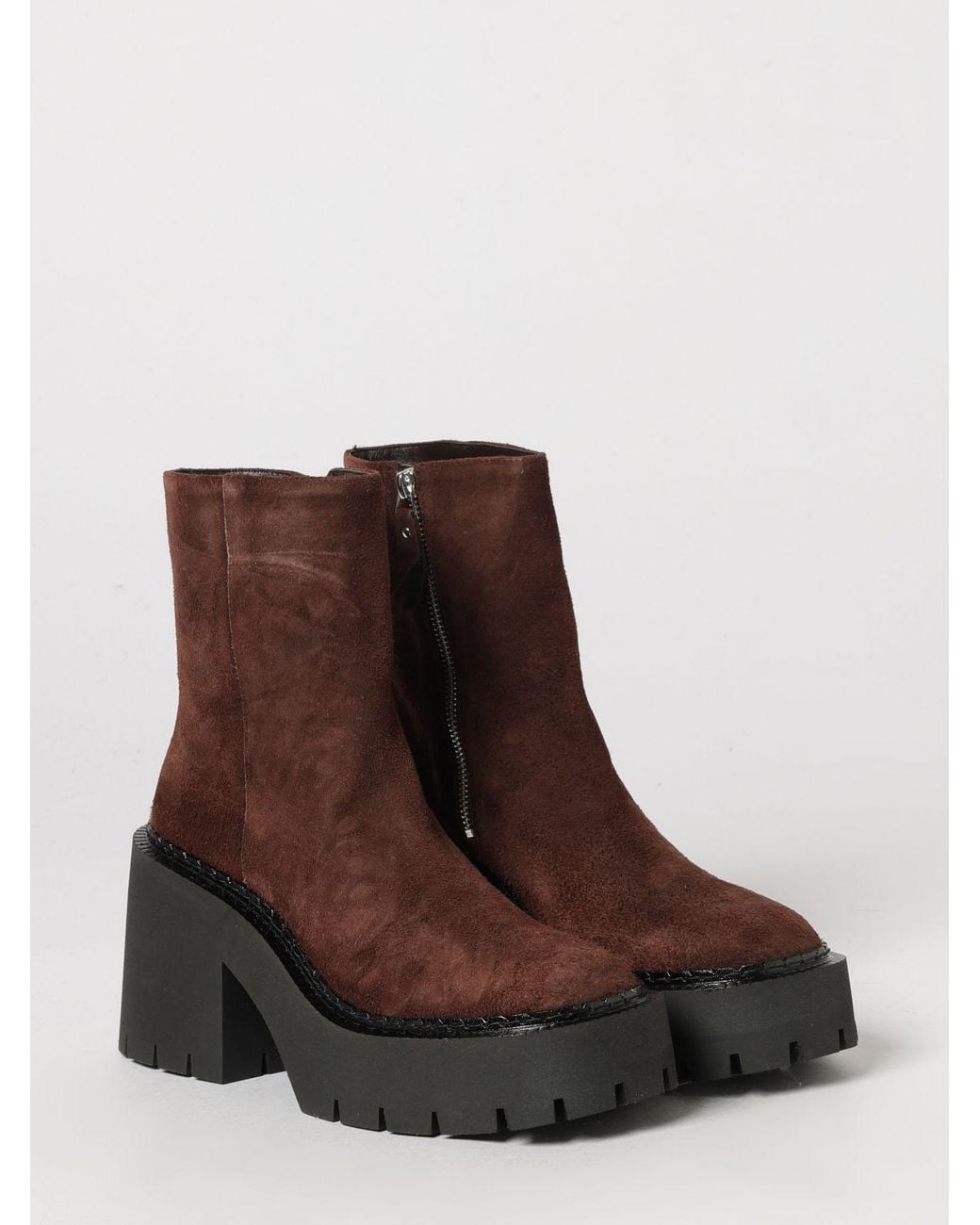 Vic Matié Brown Vic MatiÉ Suede Ankle Boots With Platform And Side Zip Closure