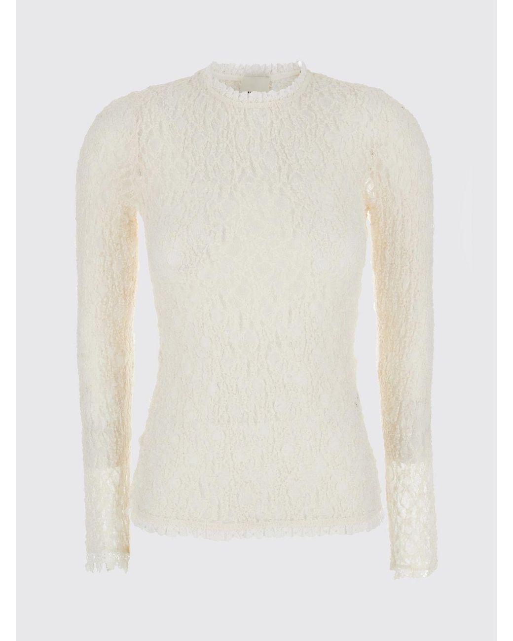 Isabel Marant Natural Slim Fit Long-Sleeved Lace Top