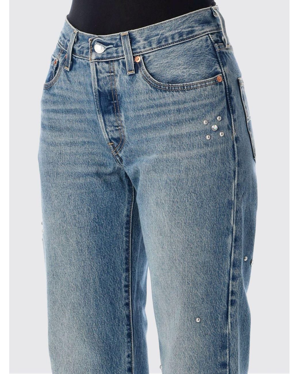 Levi's Blue 501 Mid-Rise Straight-Leg Jeans