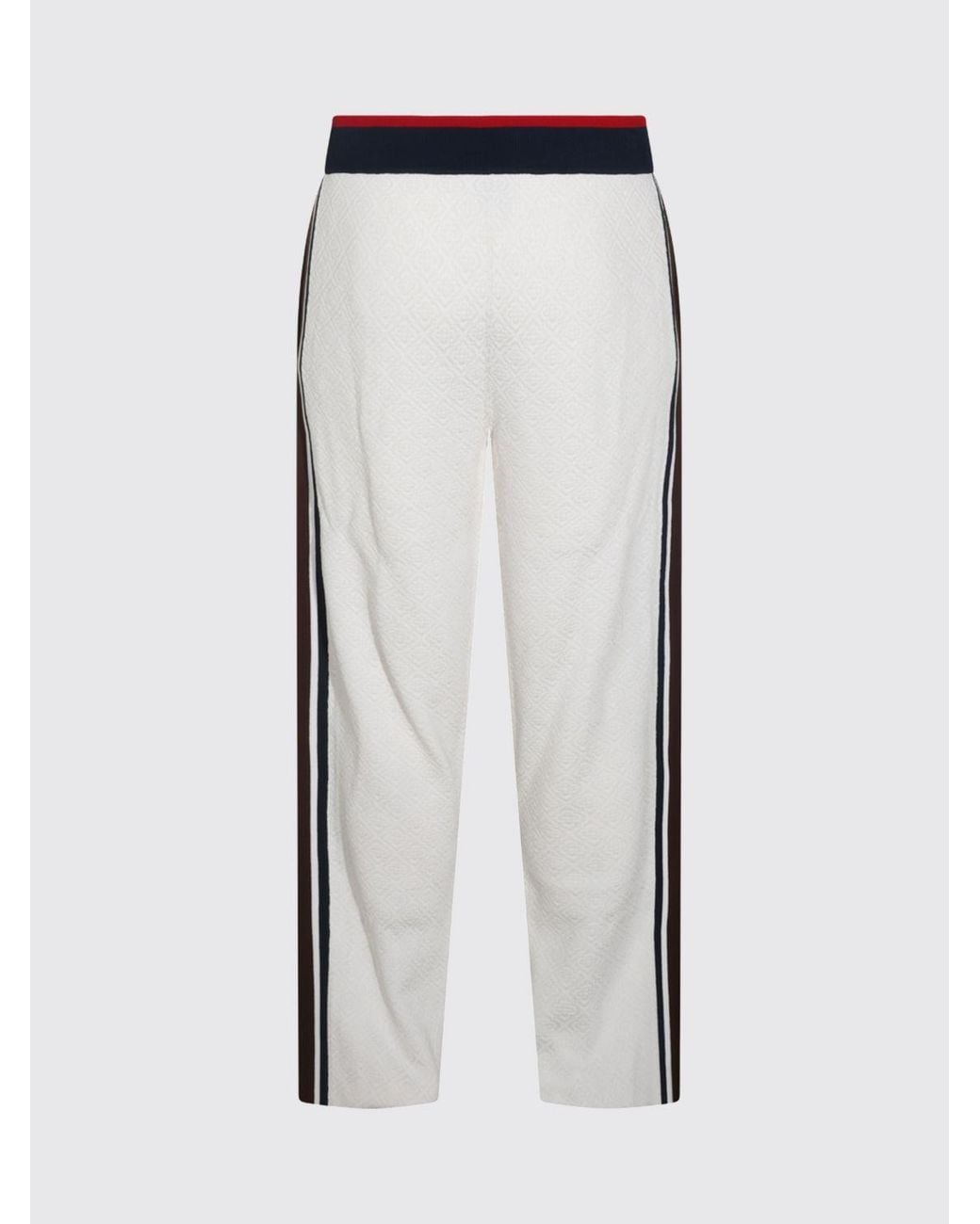 Casablanca White Jersey Jogging Trousers With Jacquard Monogram And Side Bands for men