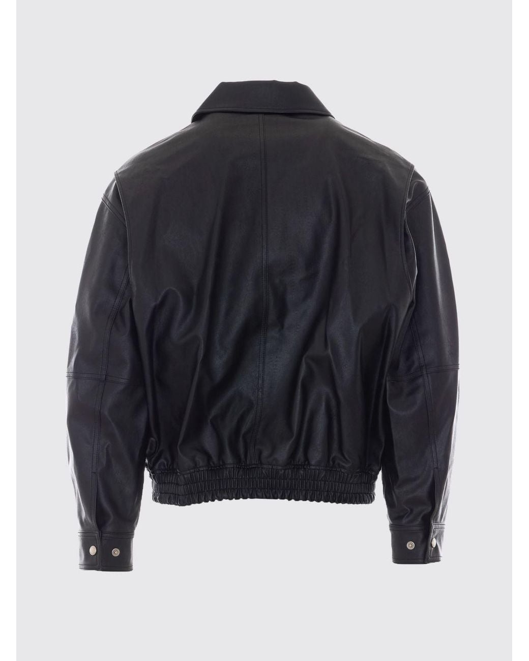 DUNST Black Faux Leather Jacket With A Classic Collar And Dropped Shoulders for men