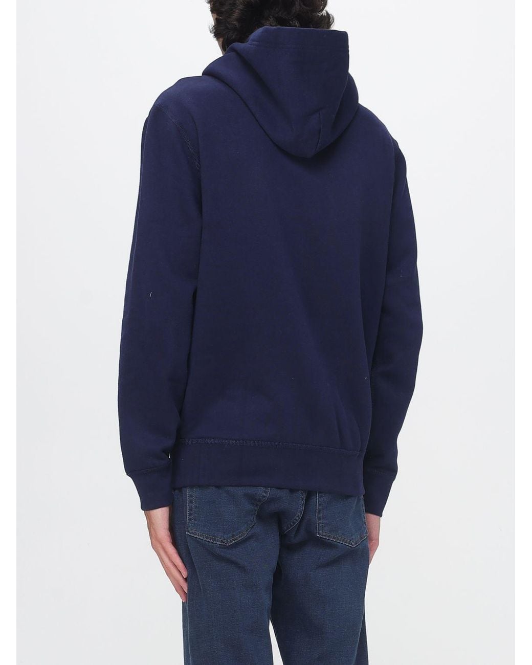 Polo Ralph Lauren Blue Cotton Hoodie With Iconic Embroidered Pony Logo for men