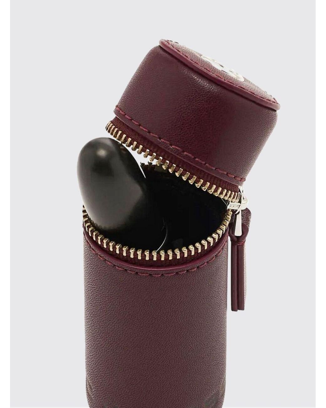 Marc Jacobs Purple The Lipstick Cylindrical Leather Keychain With Charm And Zip