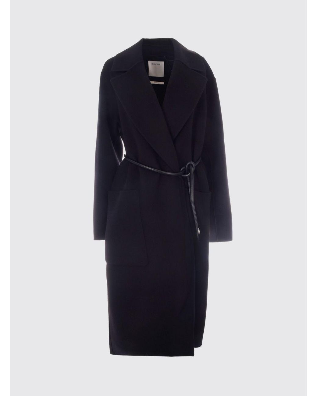 Sportmax Blue Long Virgin Wool Robe Coat With Leather Belt