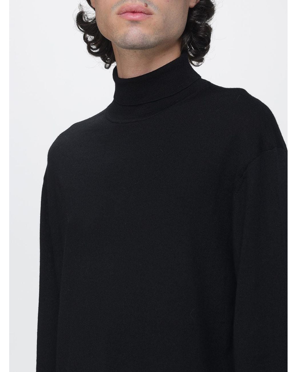 Laneus Blue Pure Virgin Wool Turtleneck Jumper With Ribbed Hems for men