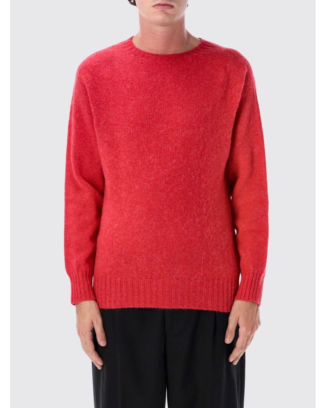 Howlin' By Morrison Red Crewneck Wool Blend Jumper With Ribbed Trims for men