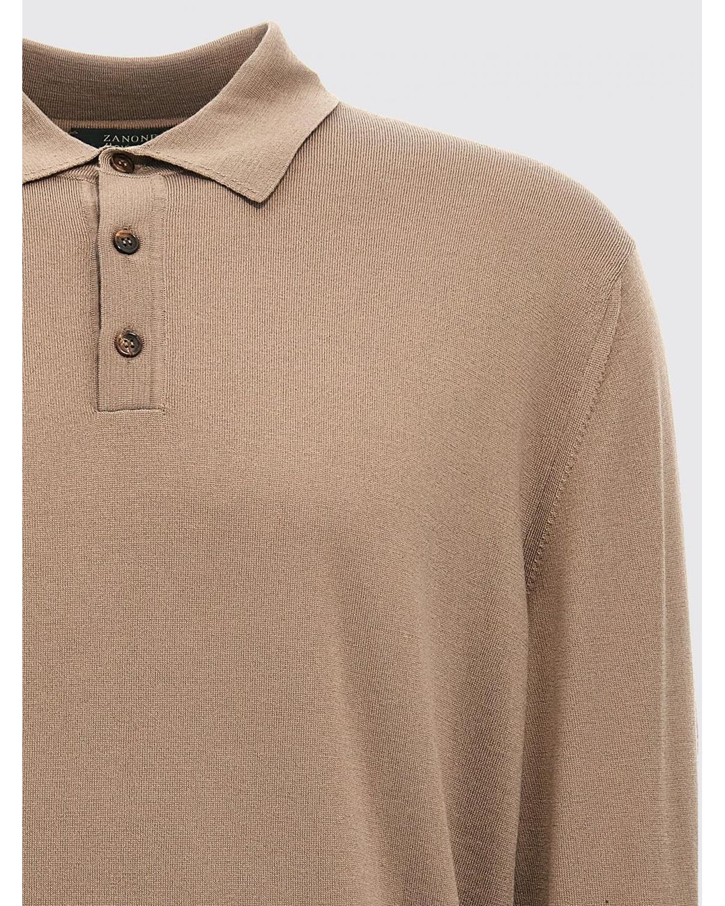 Zanone Natural Virgin Wool Knit Polo Shirt for men