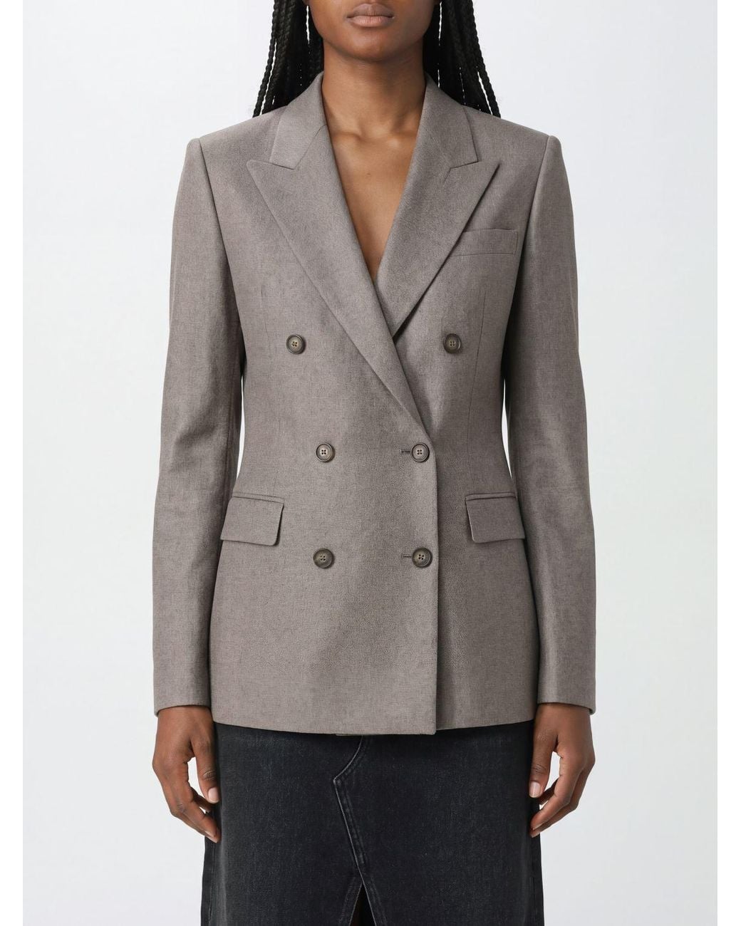 Tagliatore Gray Double-Breasted Cropped Blazer