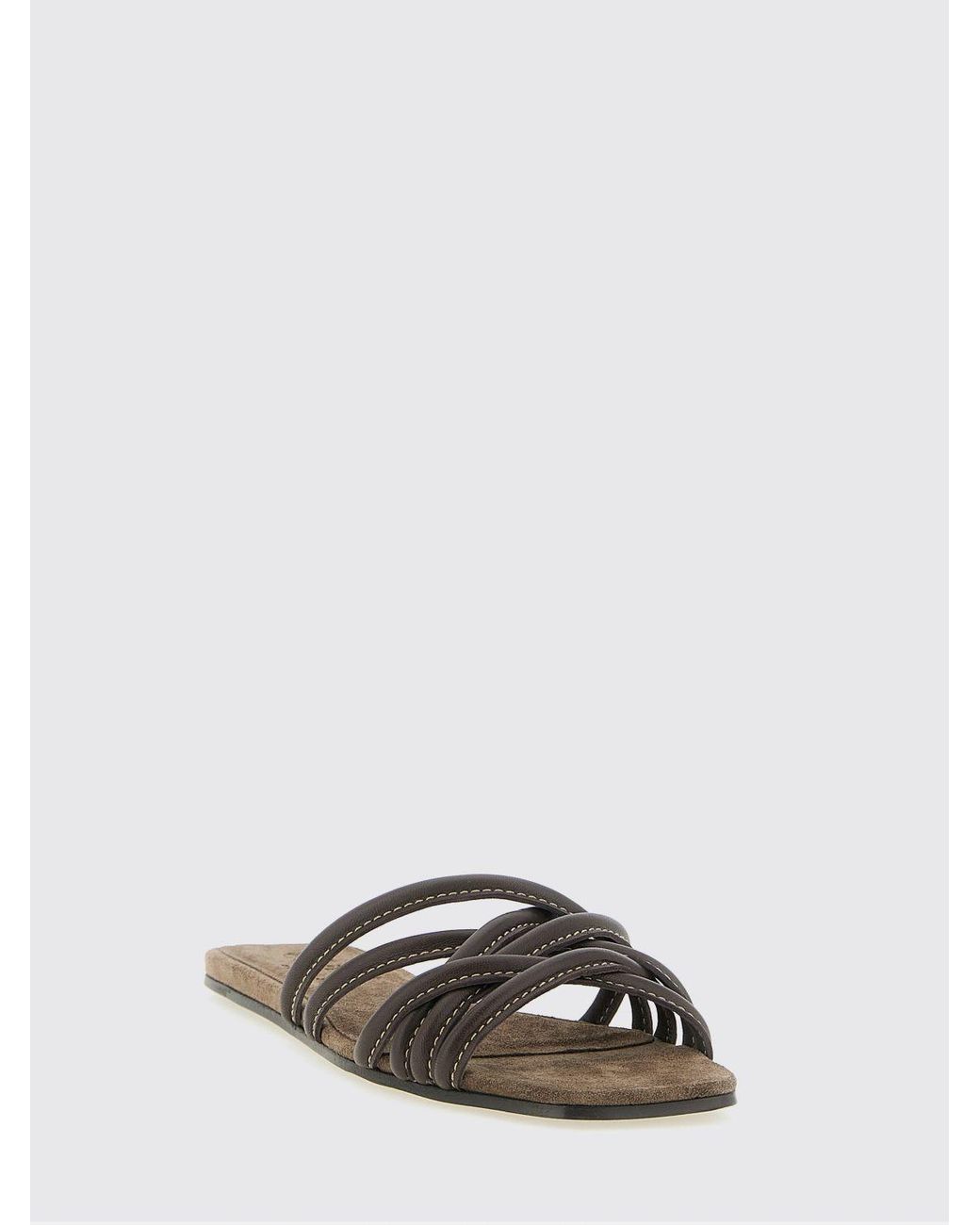 Brunello Cucinelli Brown Nappa Mules