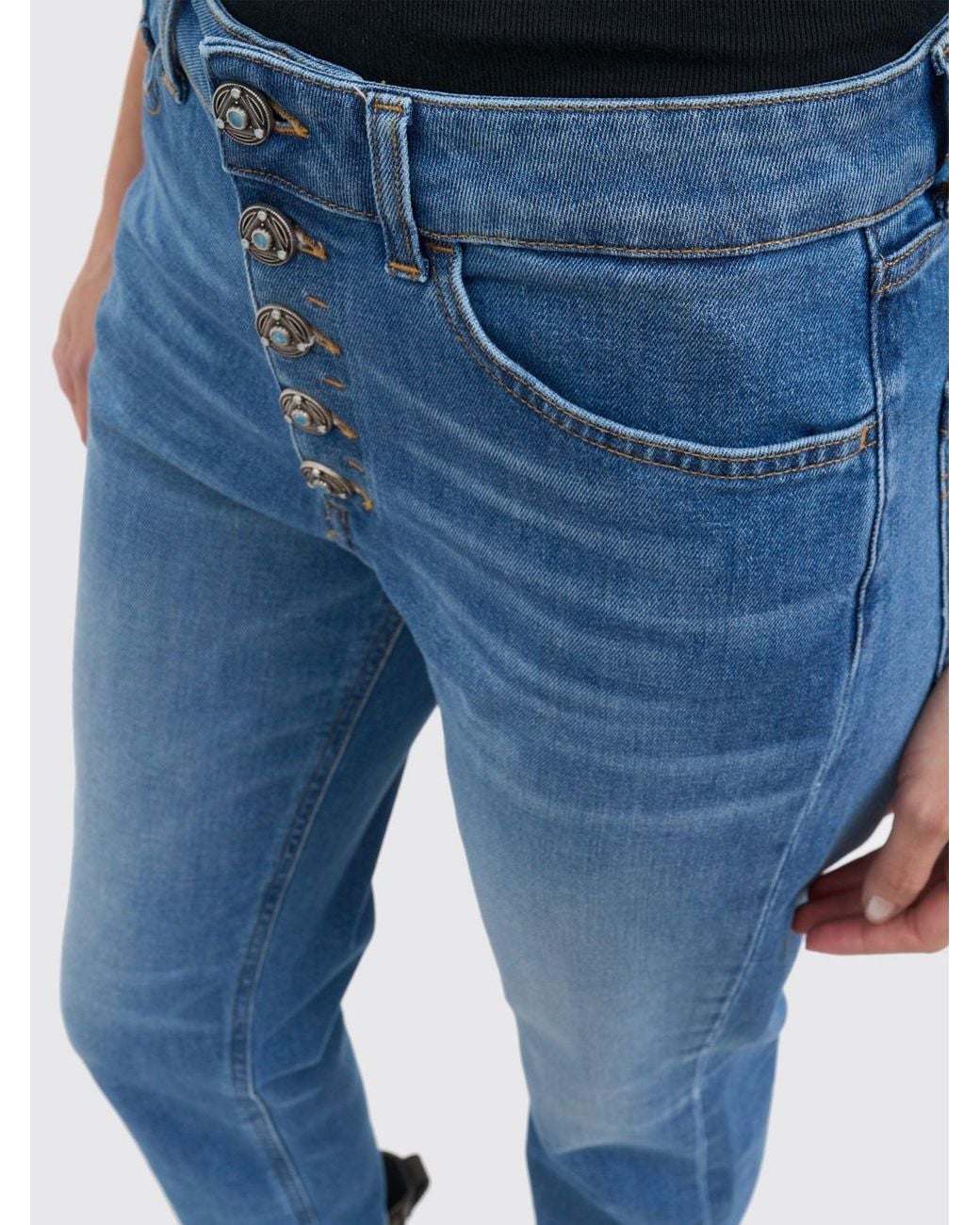 Vaqueros Koons De Corte Cropped En Denim Elástico Dondup de color Blue