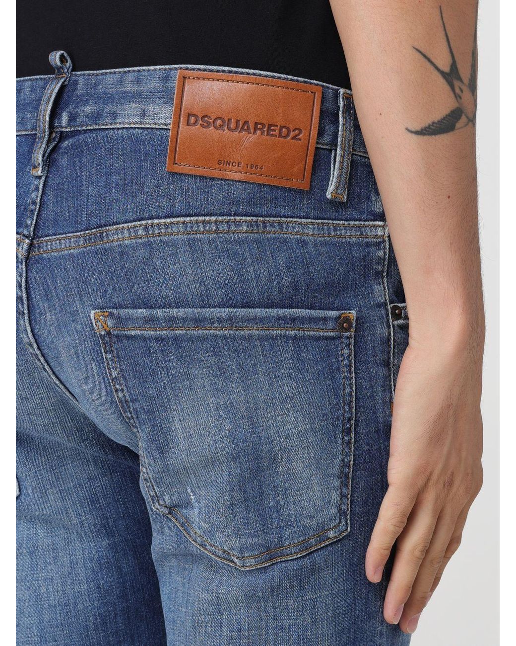 DSquared² Blue Slim Fit Skinny Stretch Denim Jeans With Mid-Rise Waist for men