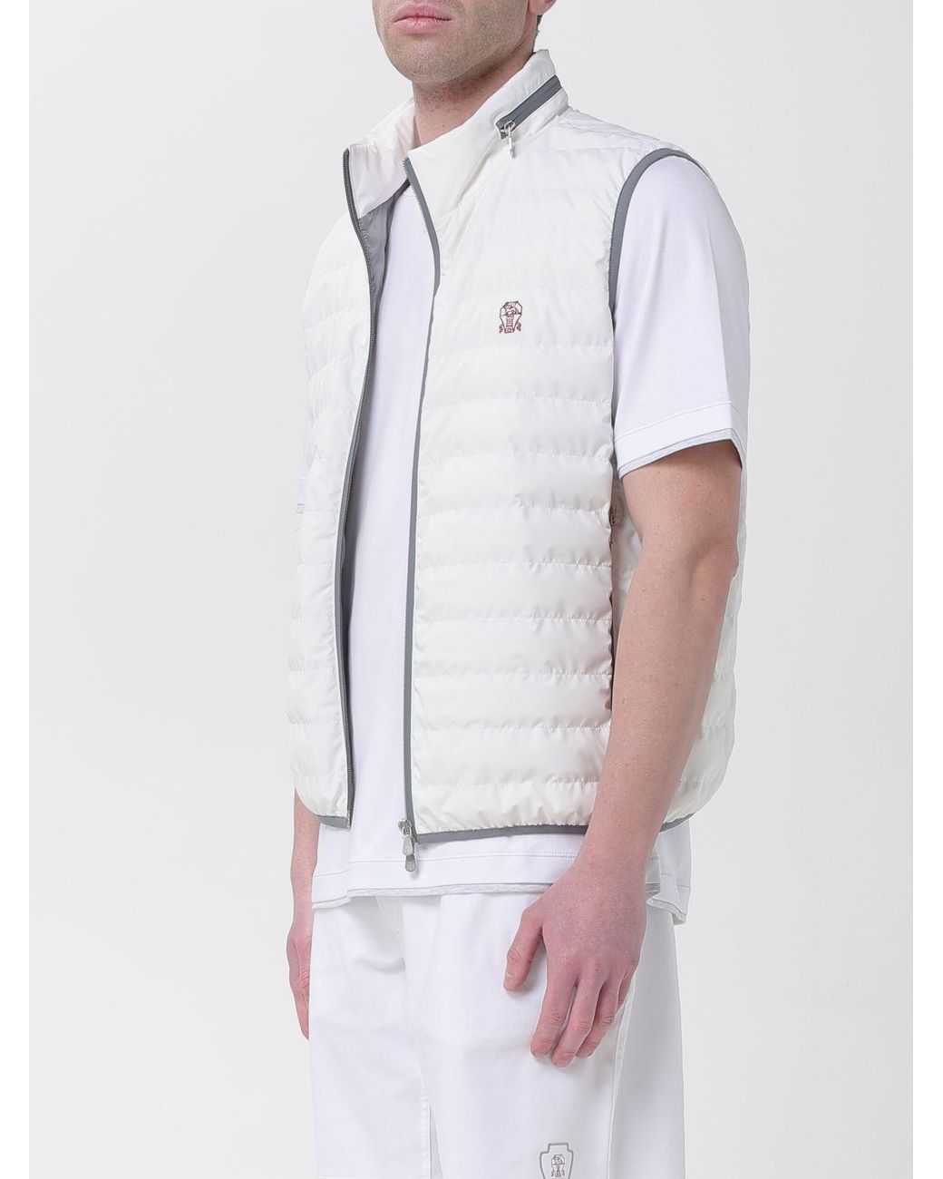 Chaleco De Plumas Con Logo Brunello Cucinelli de hombre de color White