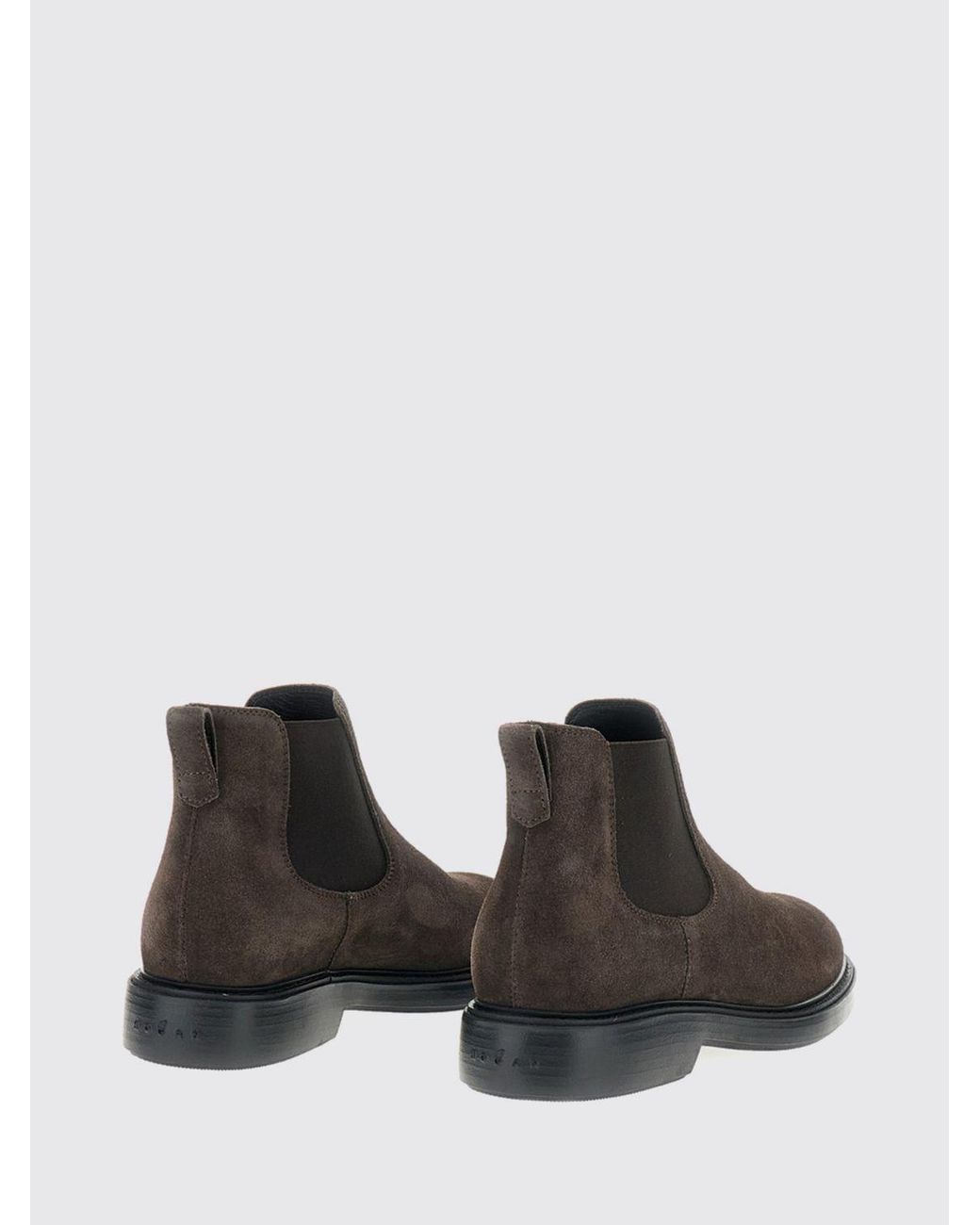 Hogan White Suede Calfskin Chelsea Ankle Boots With Rubber Sole for men