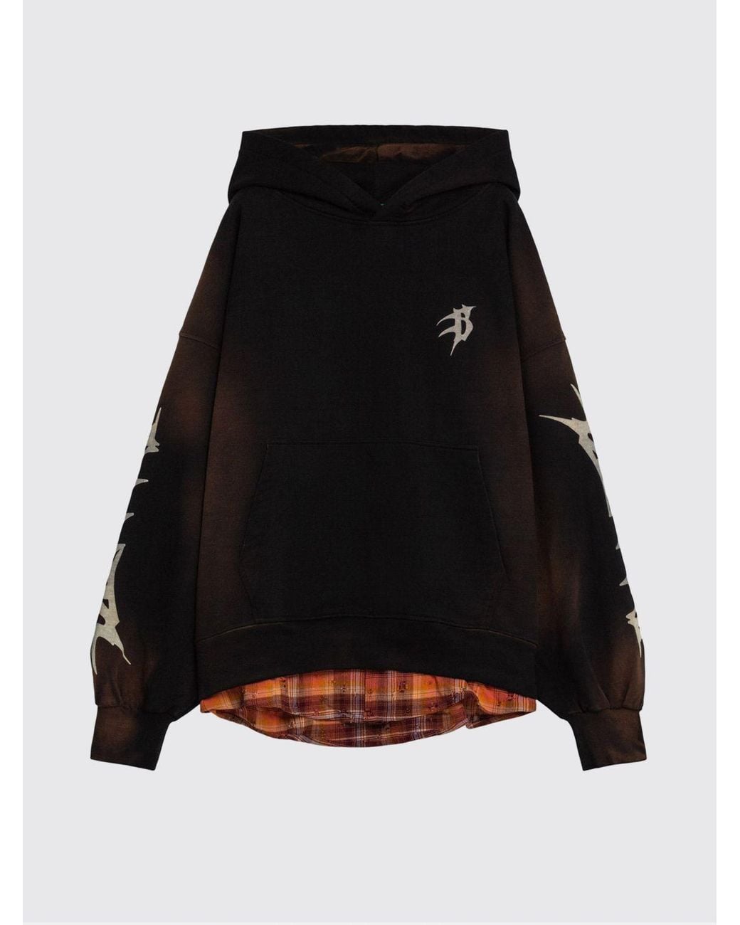 Barrow Black Cotton Hoodie With Logo Print for men