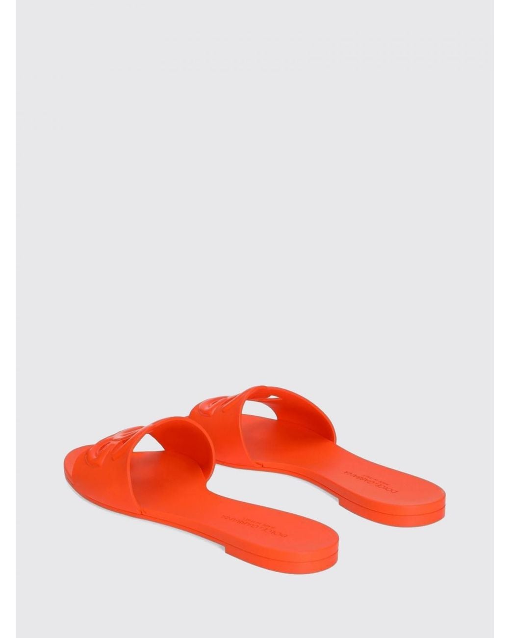 Dolce & Gabbana Red Dolce &Amp Gabbana Engraved Logo Rubber Slide Sandals