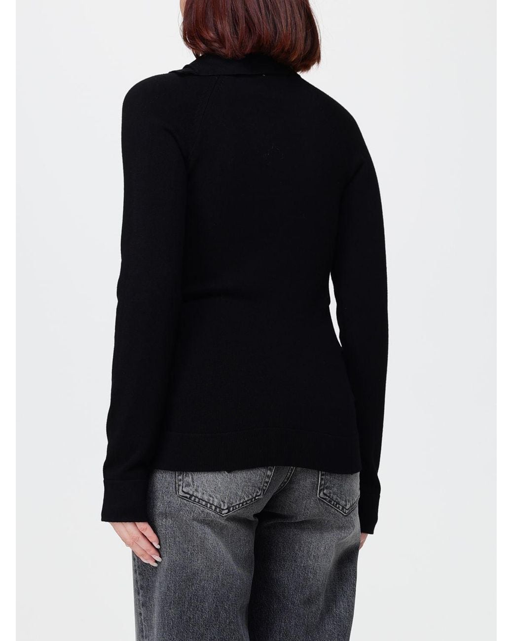 Dondup Black Slim Fit Viscose Turtleneck Jumper With Shoulder Buttons