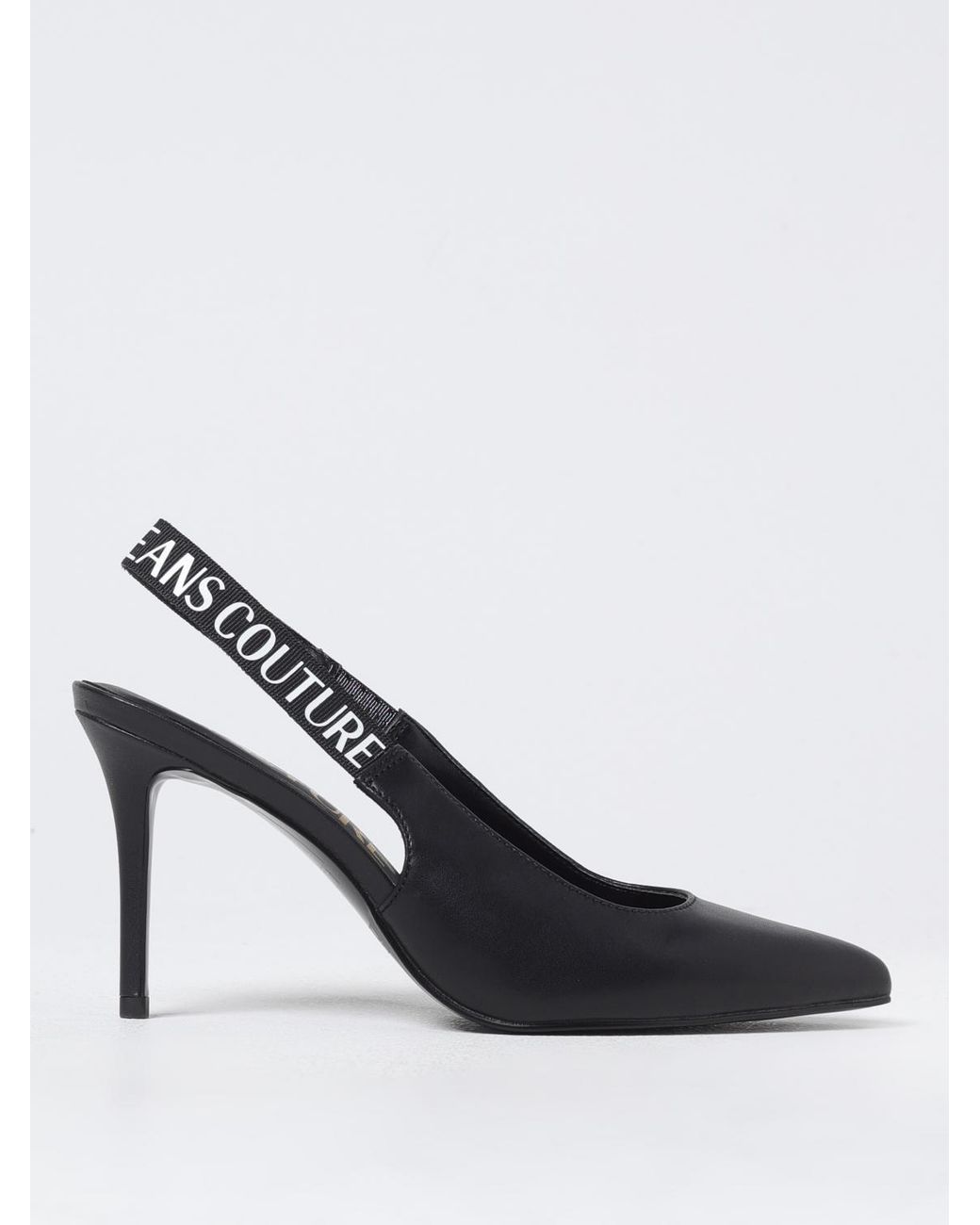 Versace Jeans Couture Black Leather Slingback Pumps