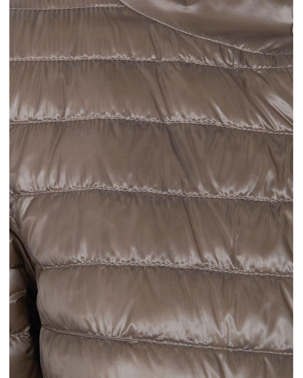 Herno Brown Rossella Ultra-Light Nylon Short Down Jacket With Mandarin Collar