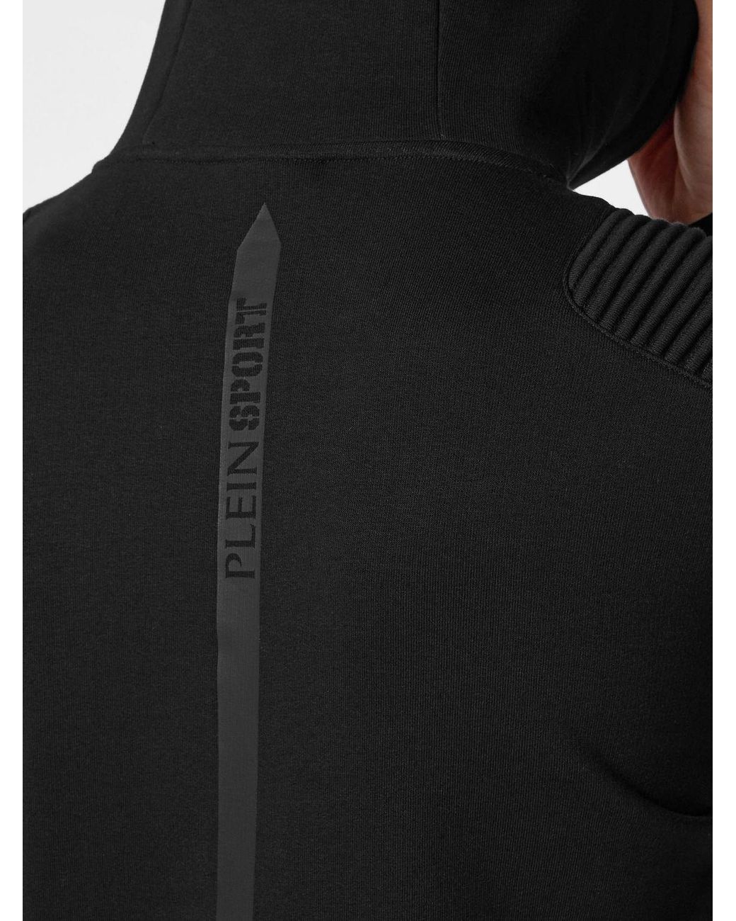 Philipp Plein Black Relaxed Fit Hoodie With Tone-On-Tone Applied Logo for men