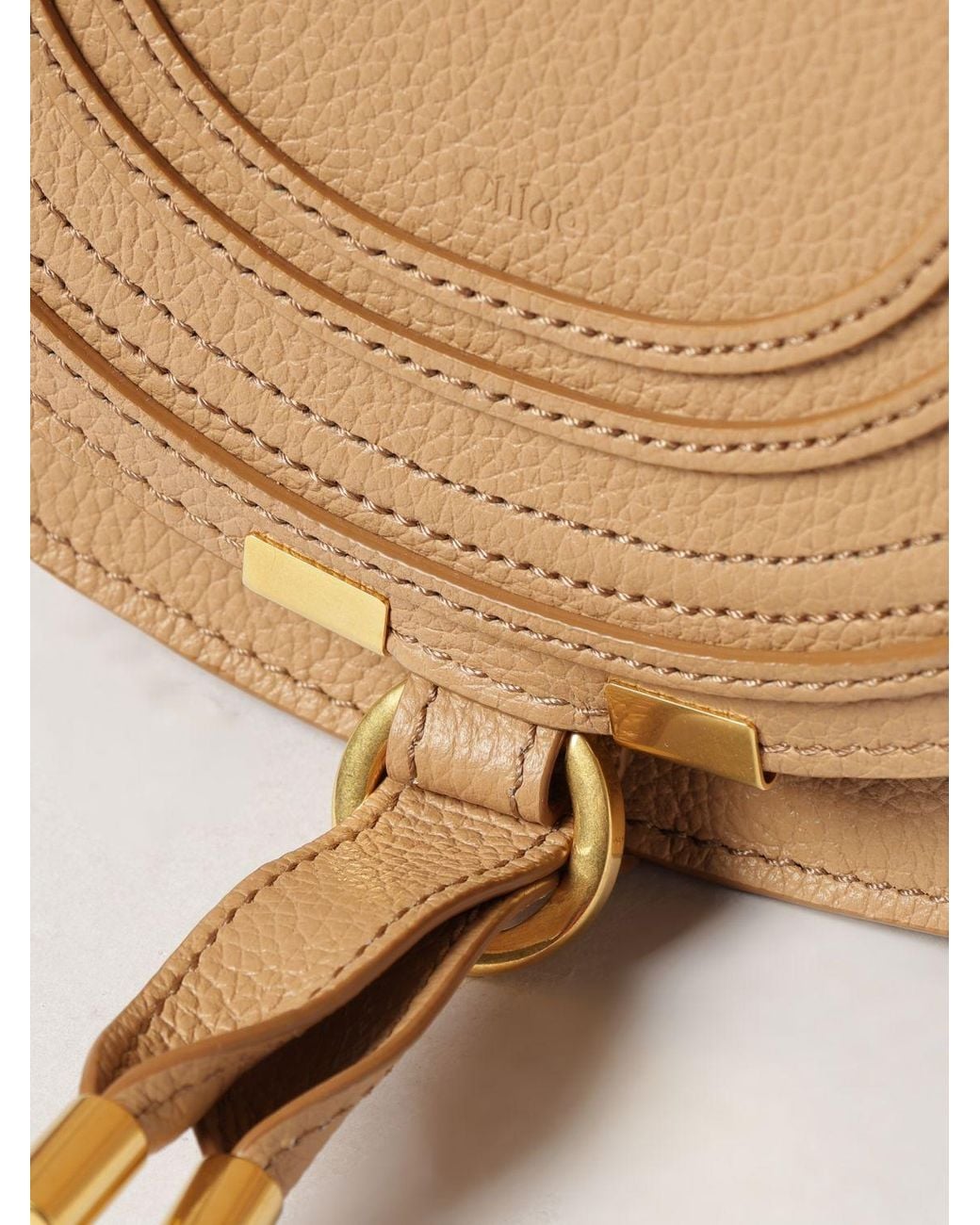 Chloé Natural ChloÉ Marcie Mini Grained Calfskin Crossbody Bag