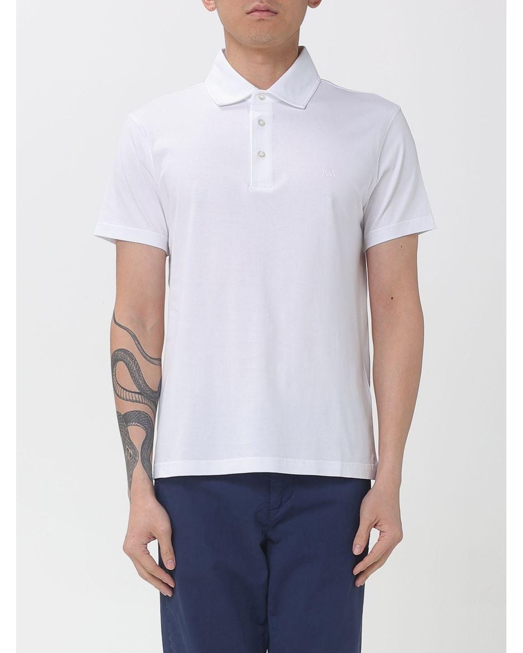 Fay White Cotton Polo Shirt With Mini Logo for men