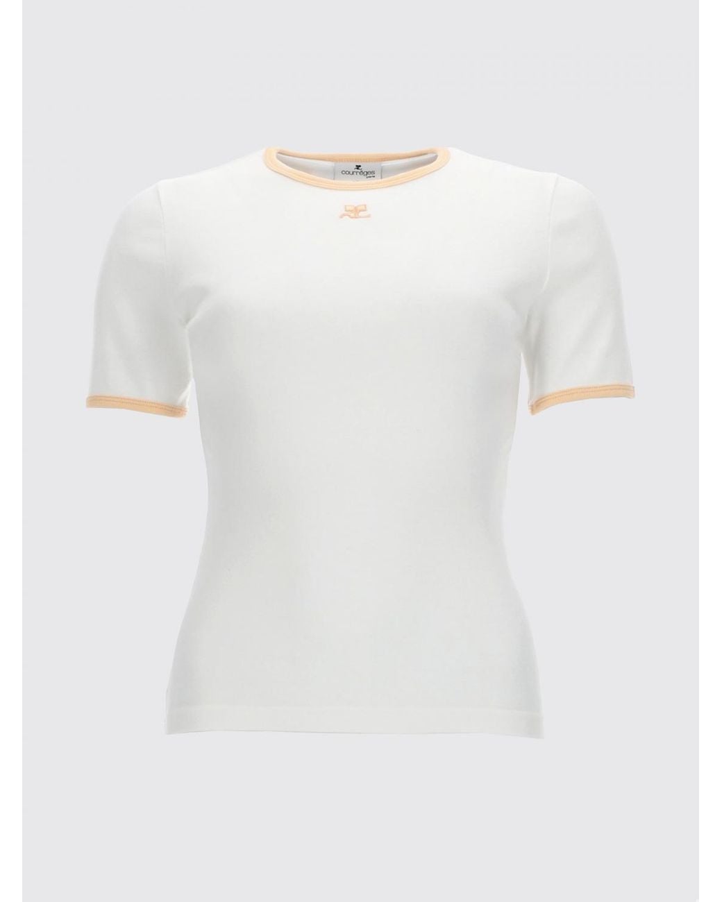 Courreges White Courr&Egrave	Ges Cotton T-Shirts With Mini Logo
