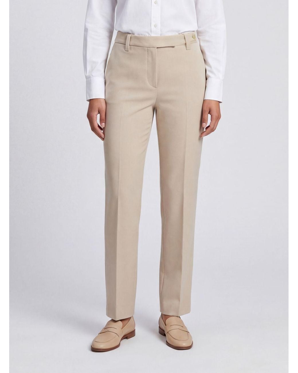 Brunello Cucinelli Natural Mid-Rise Stretch-Cotton Skinny Trousers