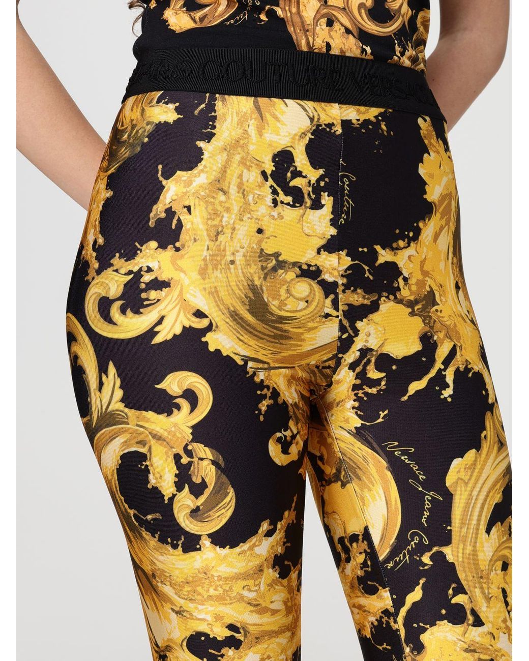 Versace Jeans Couture Metallic Printed Jersey Leggings