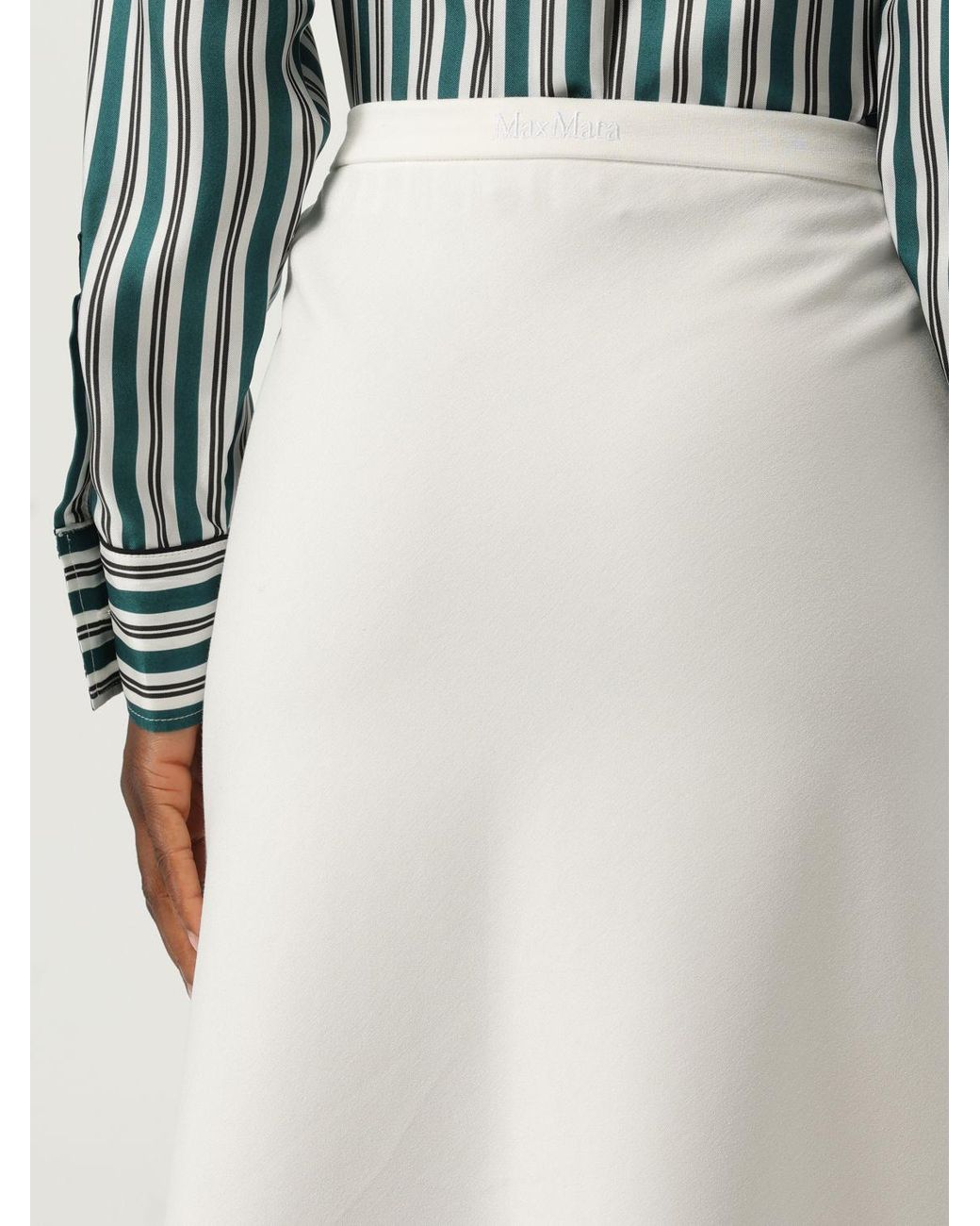 Max Mara White Viscose Blend Long Skirt