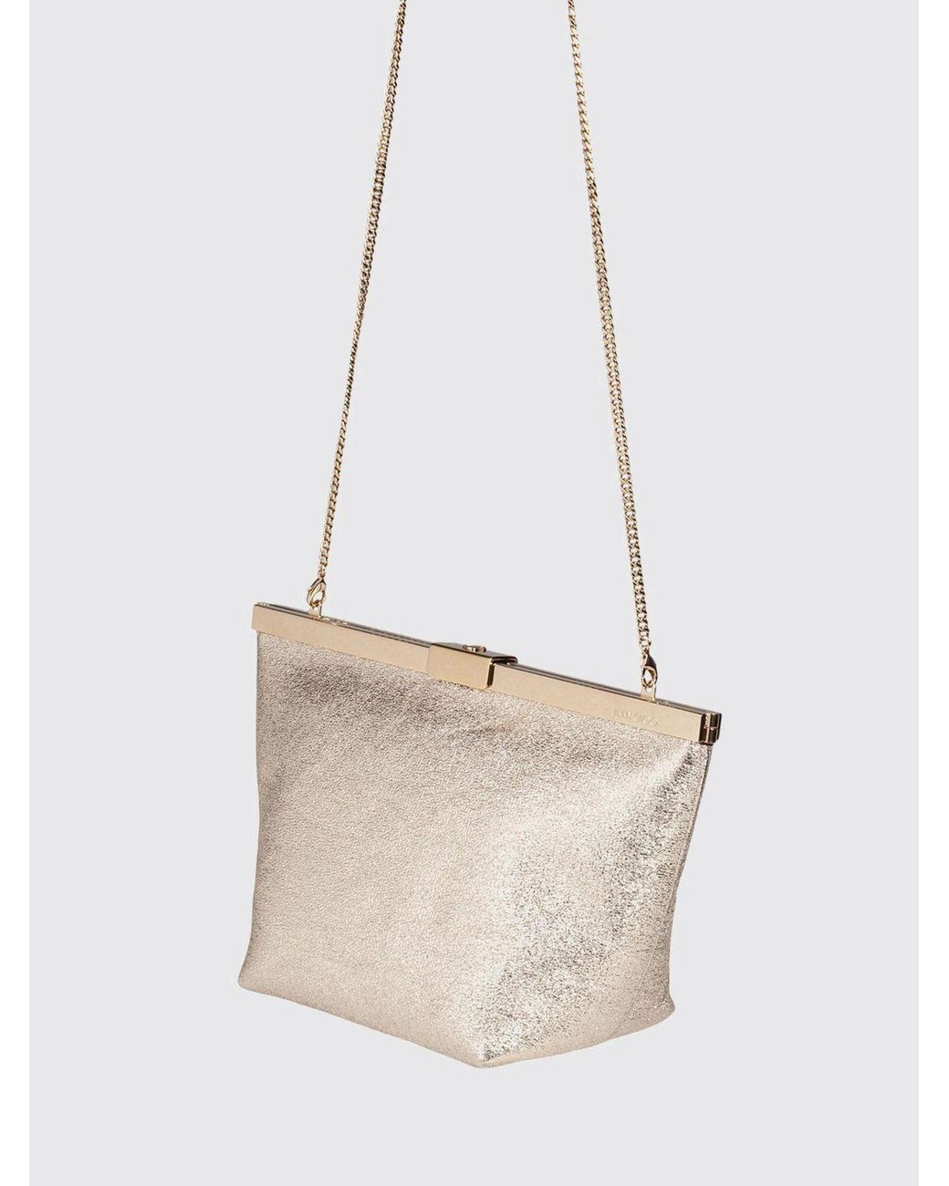 Jimmy Choo Natural Ganache Mini Laminated Leather Handbag With Shoulder Strap