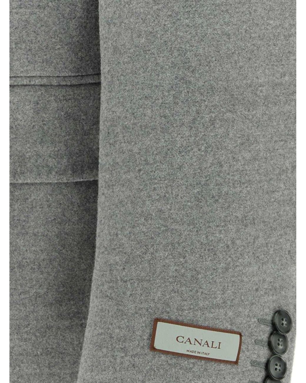 Canali Gray Double-Breasted Knee-Length Wool Coat With Peak Lapels for men
