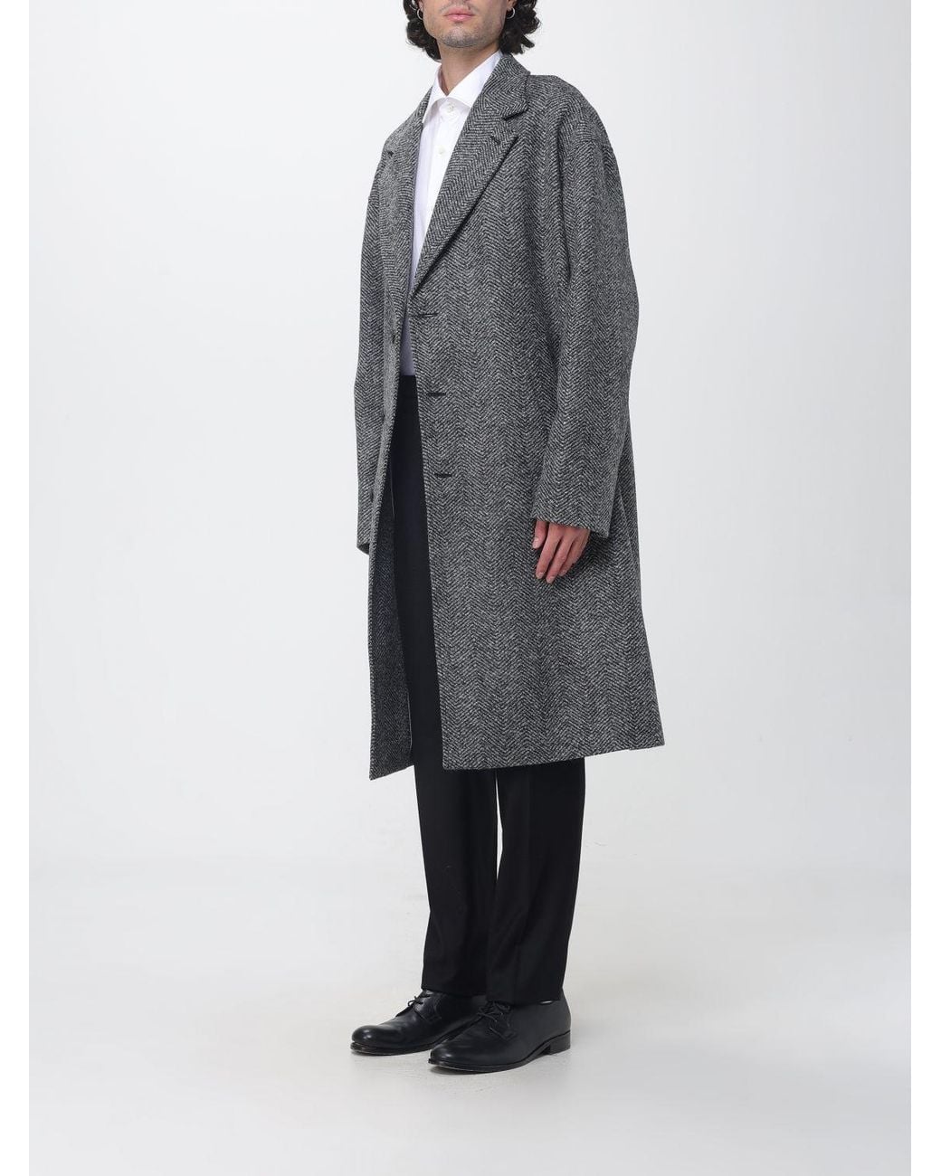 Herno Gray Single-Breasted Knee-Length Coat for men