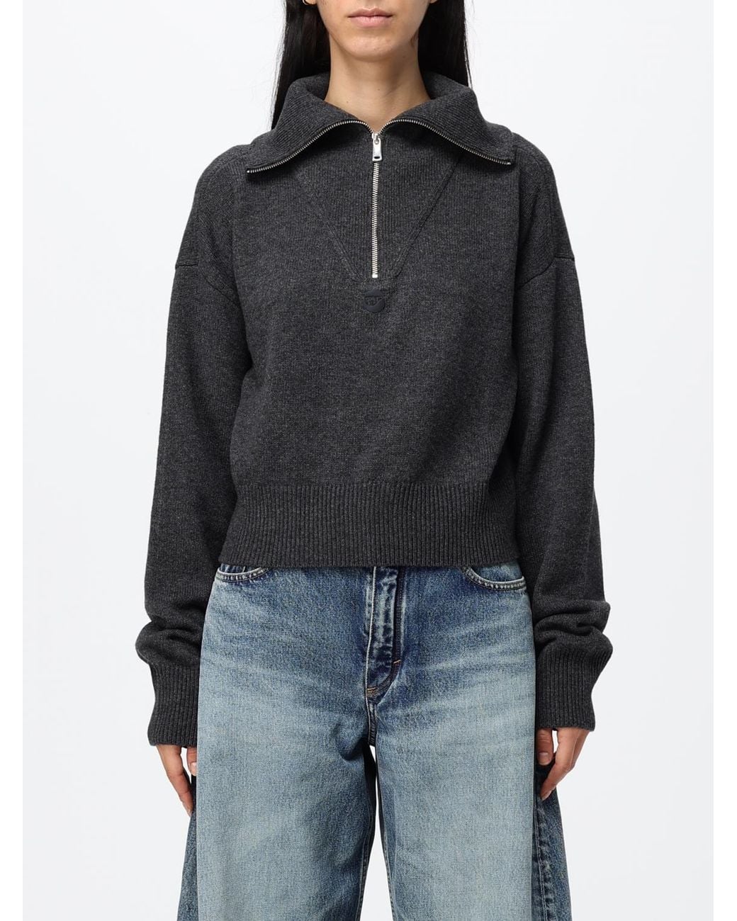 Coperni Black Wool And Cashmere Jumper With Sailor Collar And Zip
