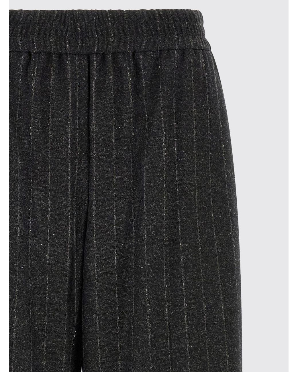 Brunello Cucinelli Black Pinstripe Wide-Leg Wool Blend Trousers With Sequins