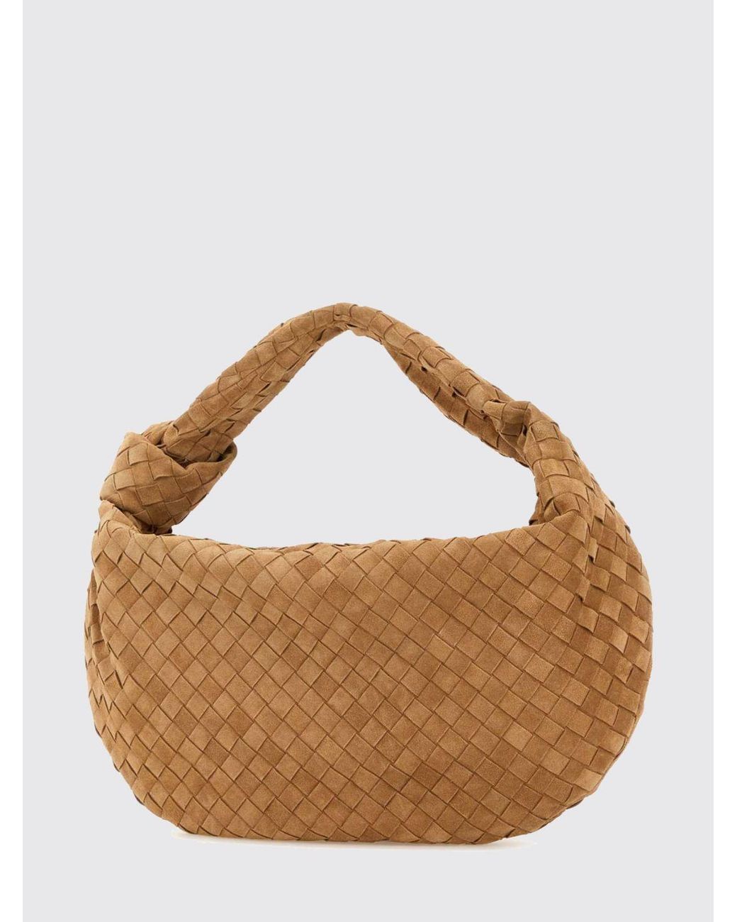 Bottega Veneta Brown Jodie Intrecciato Calf Leather Shoulder Bag With Knot