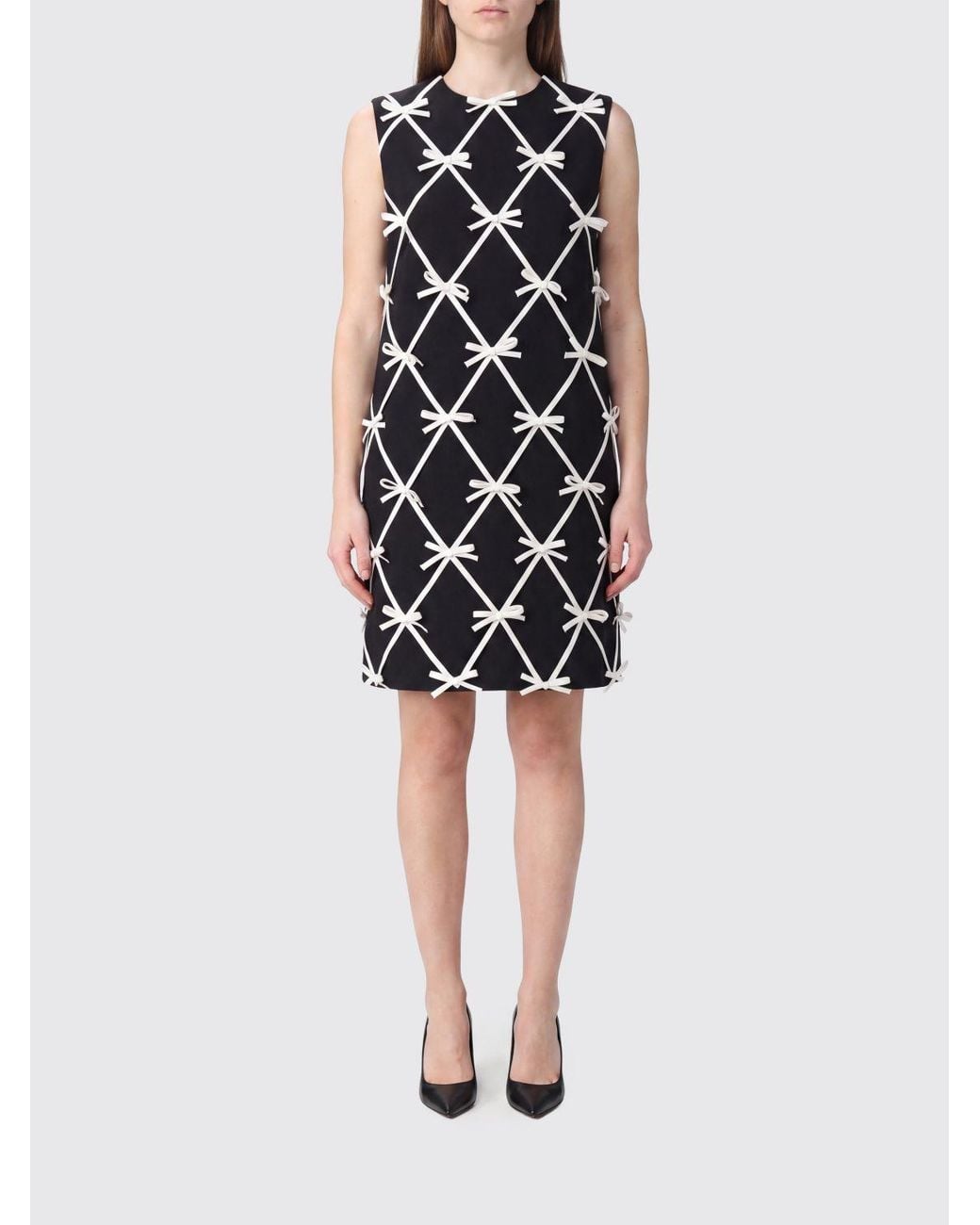Moschino Couture Black Bow-Embellished Virgin Wool Mini Sheath Dress