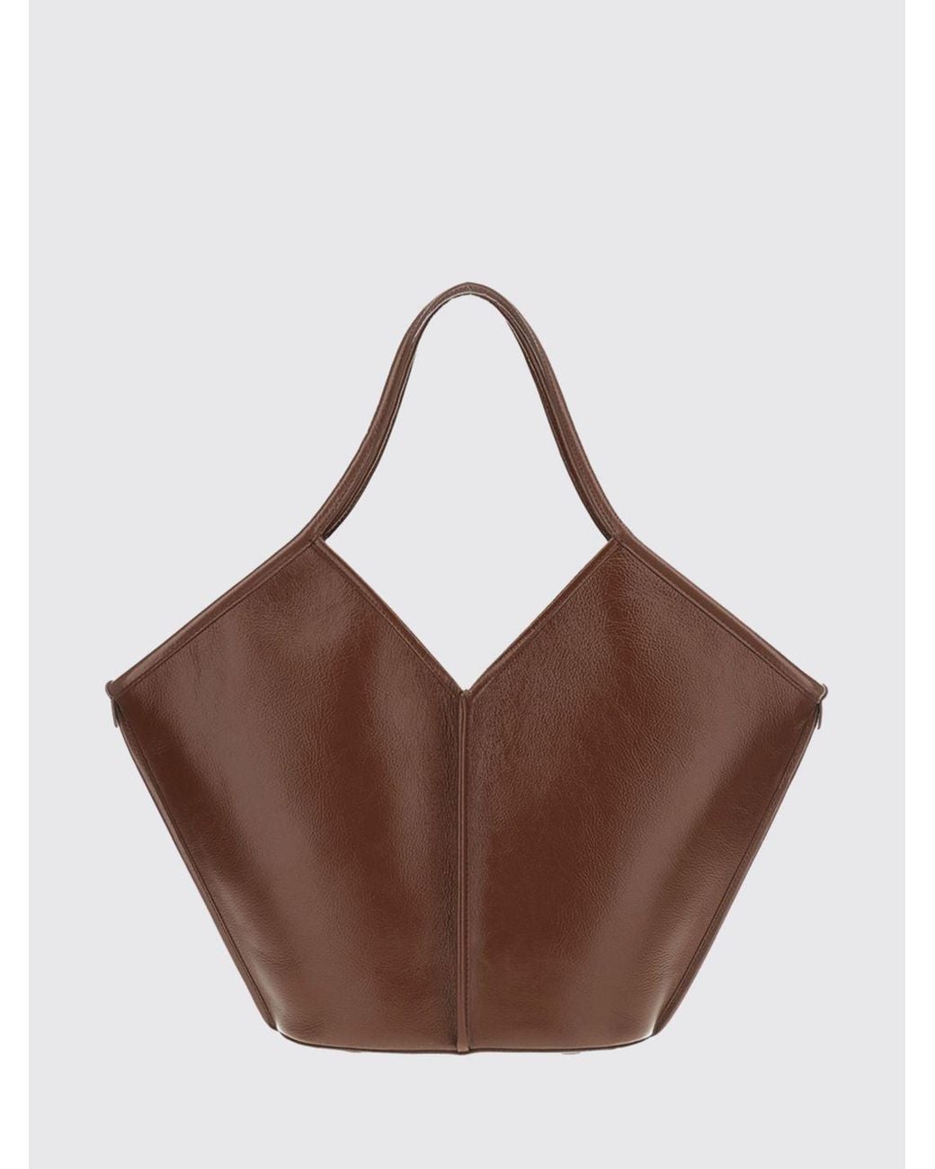 Hereu Brown Calella Distressed Calfskin Tote Bag With Double Handle