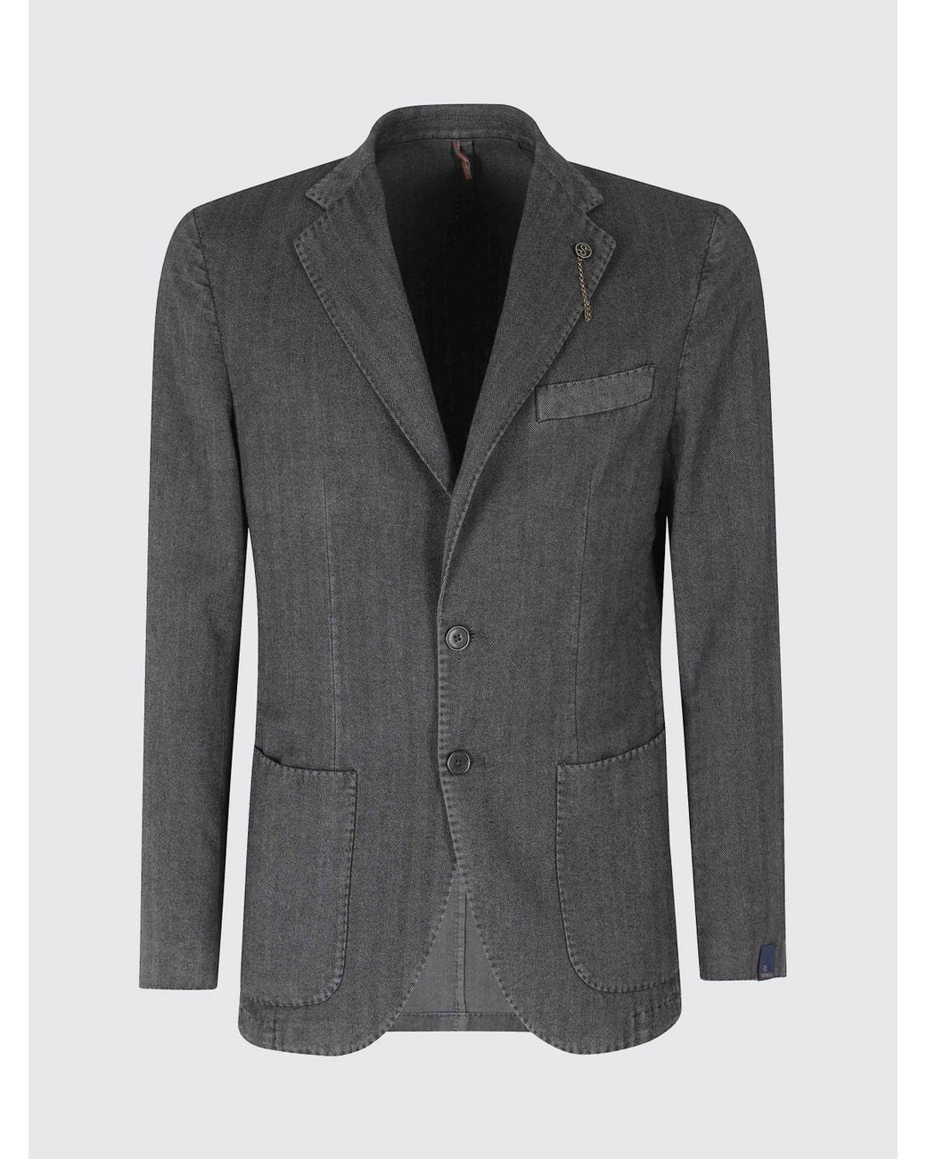 Santaniello Black Single-Breasted Cotton-Blend Blazer With Patch Pockets for men