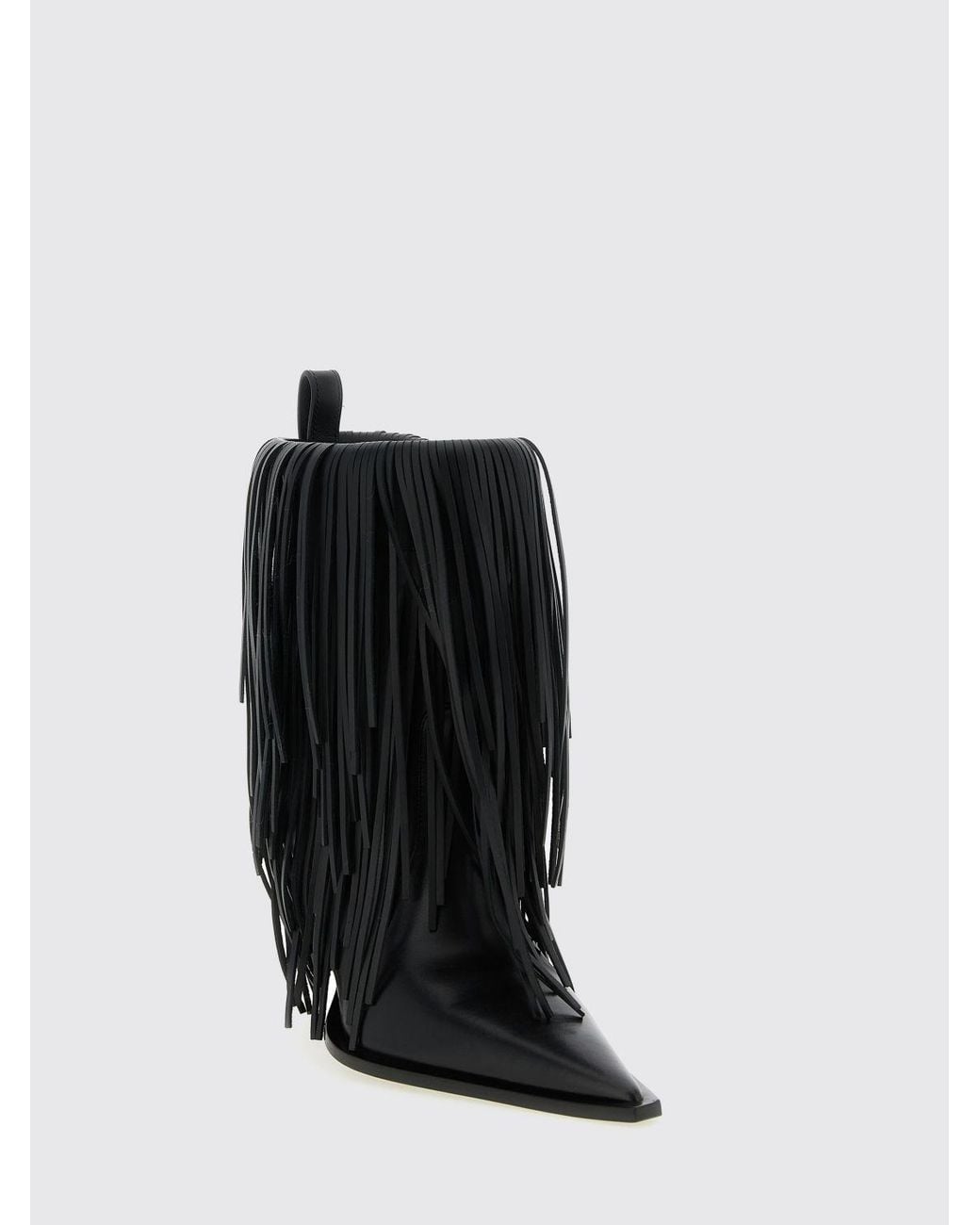 Balenciaga Black Avenue Leather Ankle Boots With Fringes