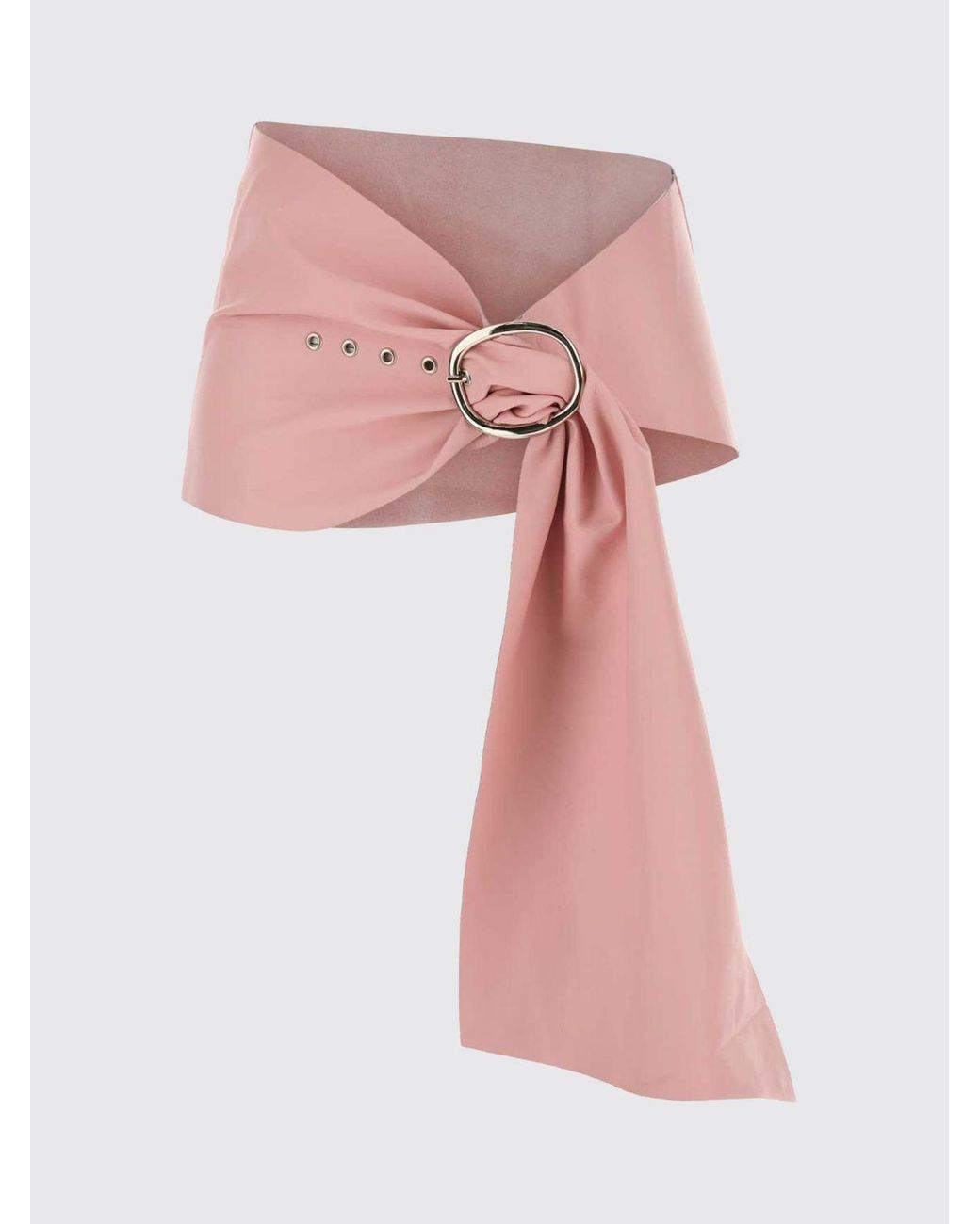 GIMAGUAS Pink Asymmetric Leather Belt With Pin Buckle Closure