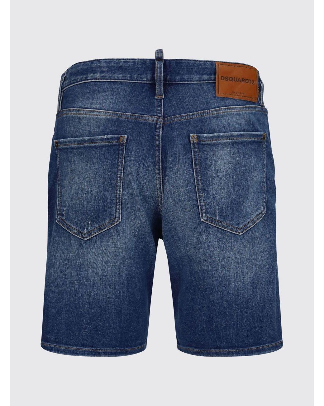 DSquared² Blue Knee-Length Cotton Denim Bermuda Shorts With Five Pockets for men