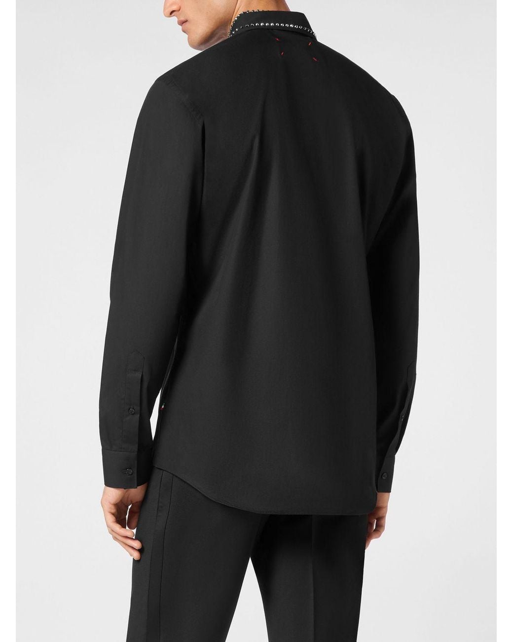 Philipp Plein Black Cotton Shirt With Studs for men