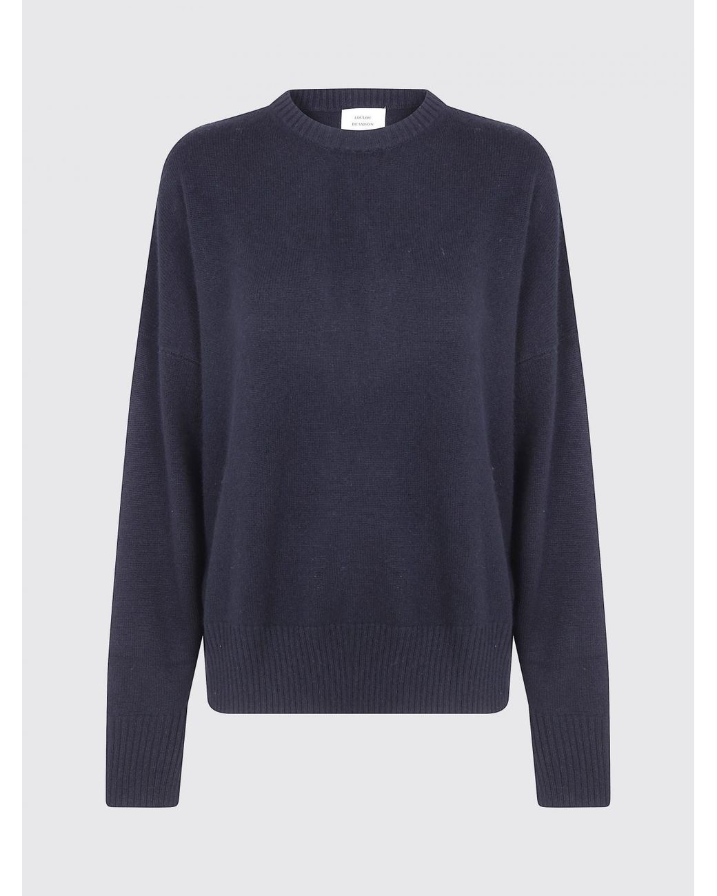 Loulou de Saison Blue Dropped Shoulder 100% Cashmere Crewneck Sweater