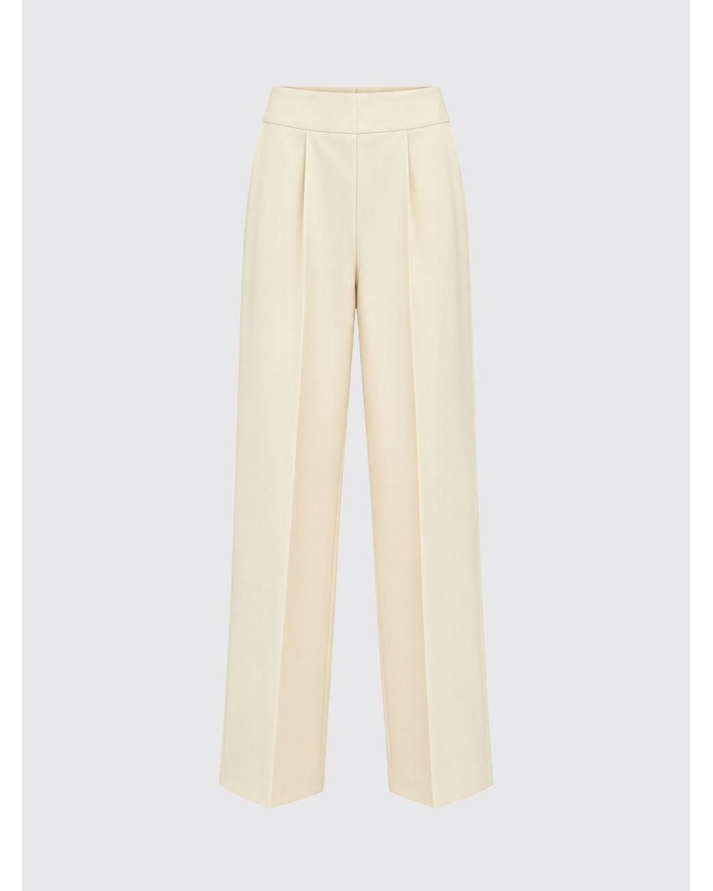 Semicouture Natural High-Waisted Wide-Leg Trousers