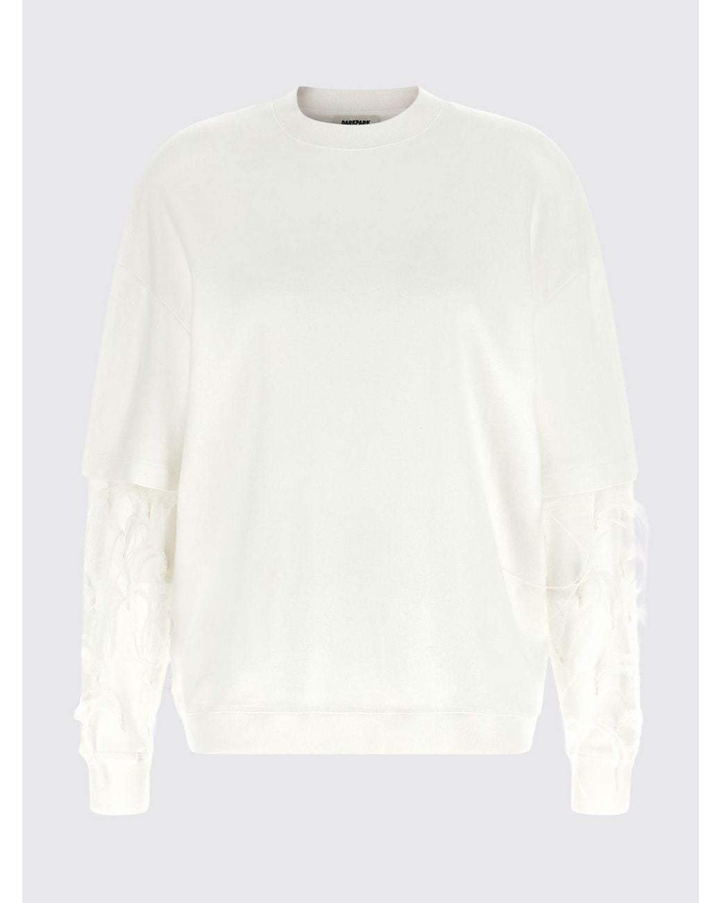 DARKPARK White Troy Long-Sleeved Cotton T-Shirt With Feather Application