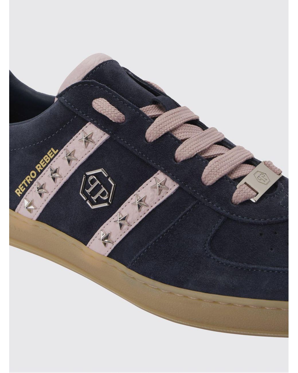 Philipp Plein Blue Retro Rebel Suede Sneakers With Applied Stars for men