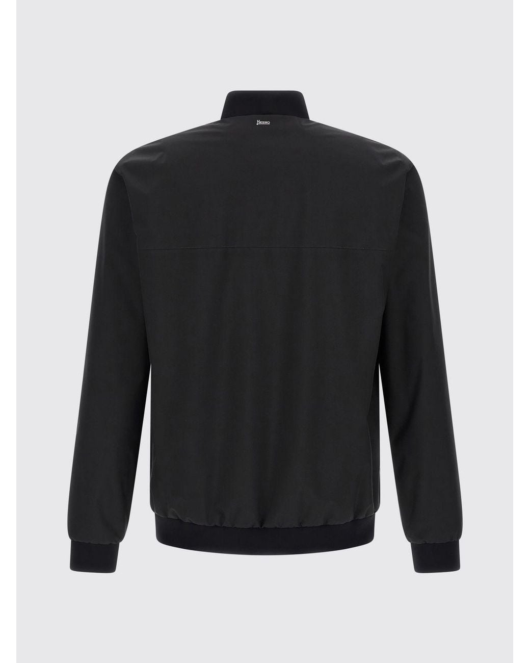 Herno Blue Technical Polyester Bomber Jacket With Ribbed-Knit Collar And Cuffs for men