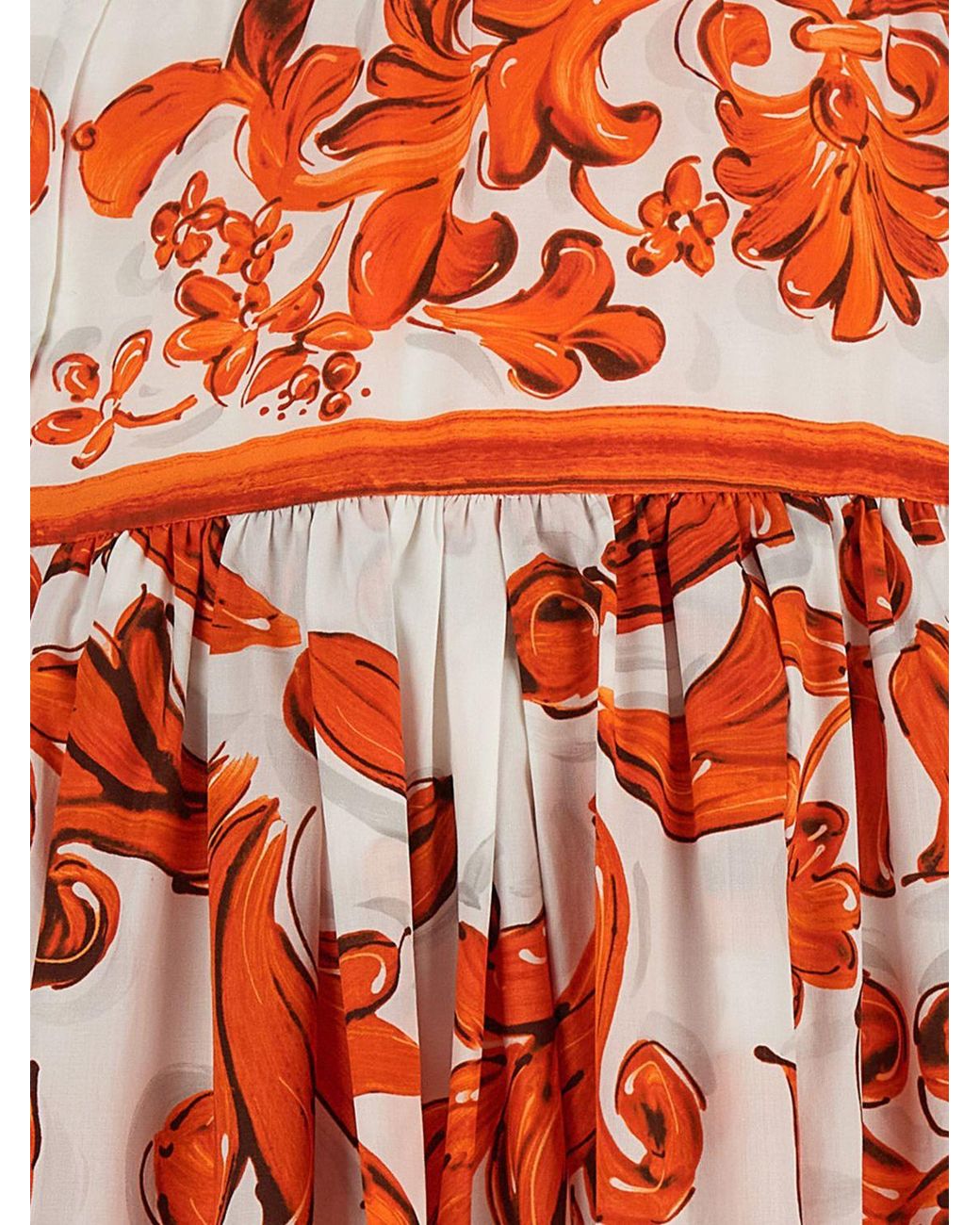 Dolce & Gabbana Red Dolce &Amp Gabbana Majolica Print Cotton Full Midi Skirt